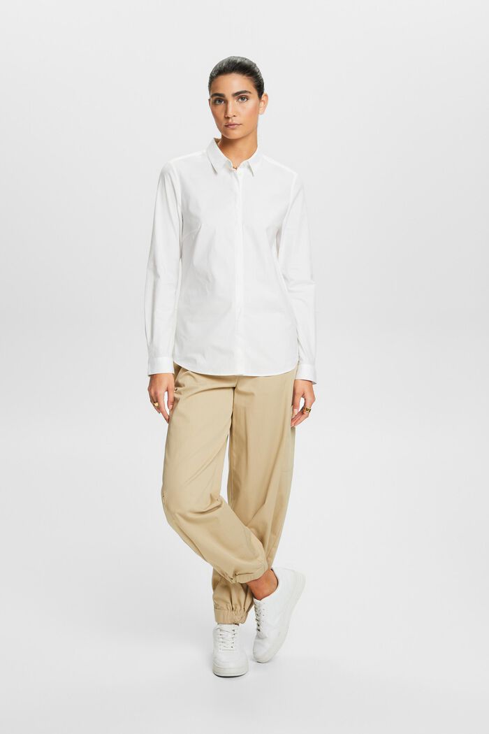 Shirt met lange mouwen van popeline, WHITE, detail image number 0