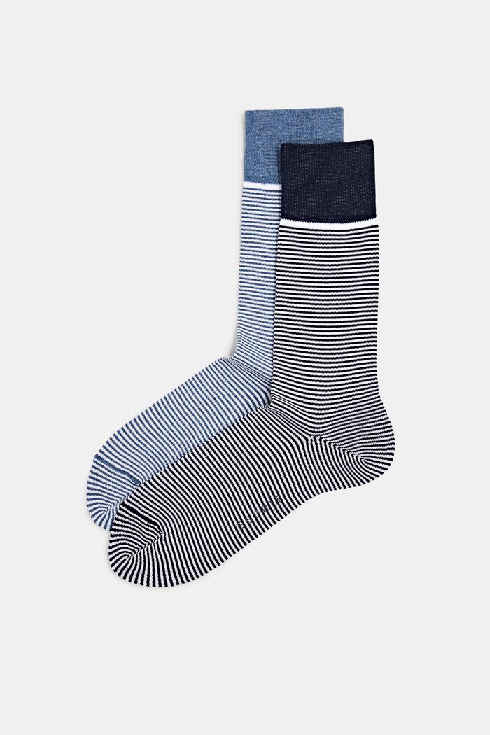 Set van 2 paar gestreepte sokken van een katoenmix