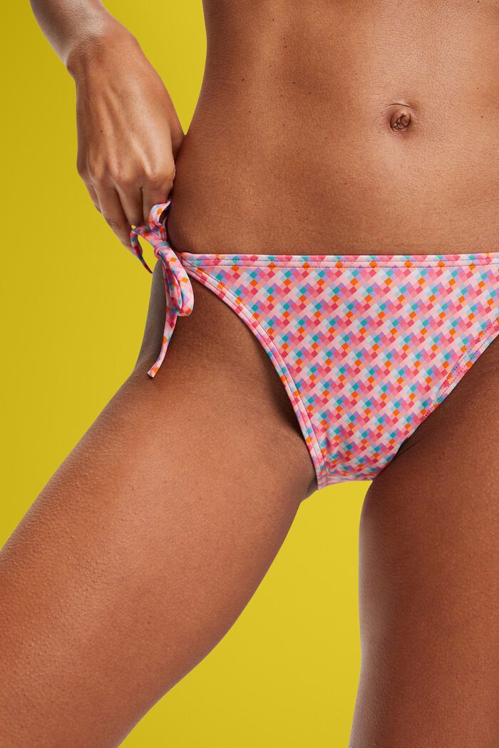 Meerkleurig bikinibroekje met strikkoordjes, PINK FUCHSIA, detail image number 1