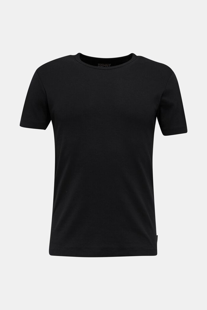 Geribd jersey shirt van 100% katoen, BLACK, overview