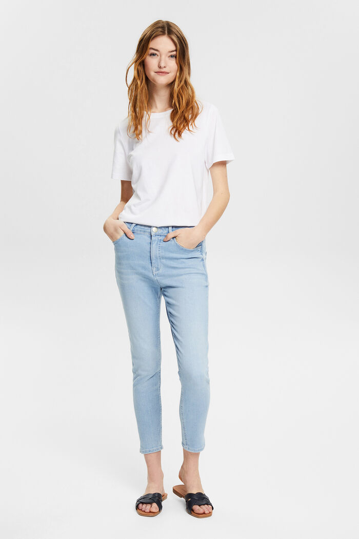 Jeans met hoge taille en zoomsplitten, BLUE LIGHT WASHED, detail image number 5