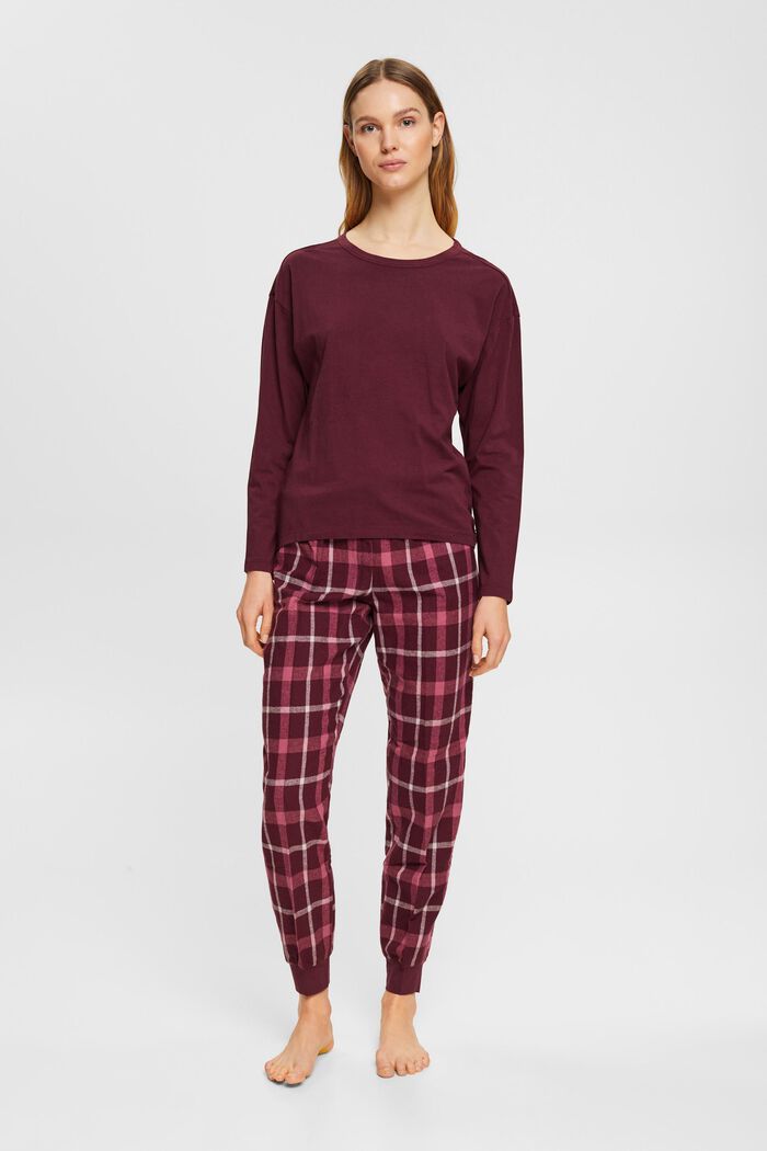 hoop maak je geïrriteerd Ontleden ESPRIT - Pyjama met geruite flanellen pyjamabroek in onze e-shop