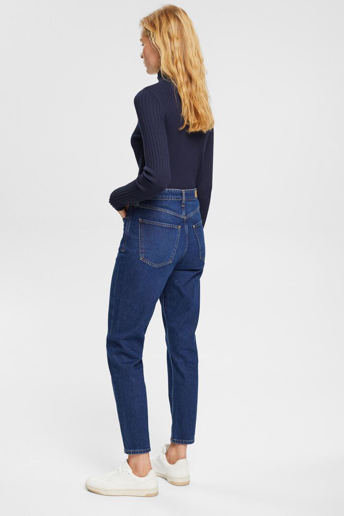 Mom jeans met hoge taille, BLUE DARK WASHED, detail image number 3