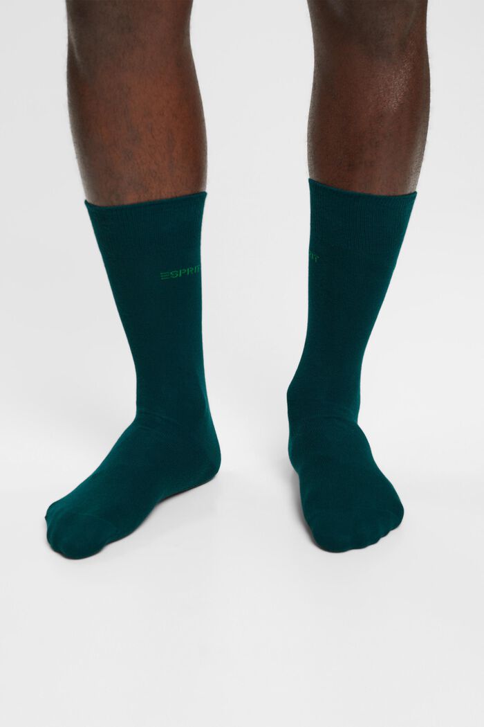 2 paar sokken van een mix met biologisch katoen, DARK PETROL, detail image number 2