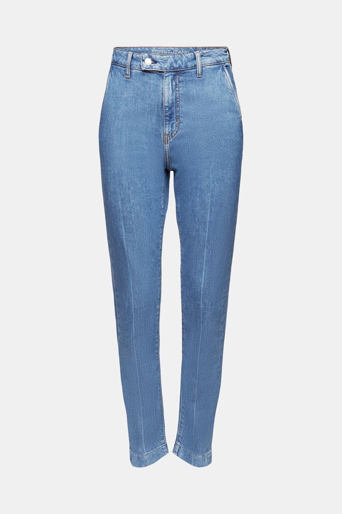 Slim jeans met hoge taille, BLUE LIGHT WASHED, detail image number 6
