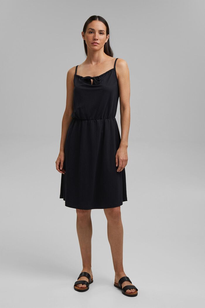 Jersey jurk met LENZING™ ECOVERO™, BLACK, detail image number 1