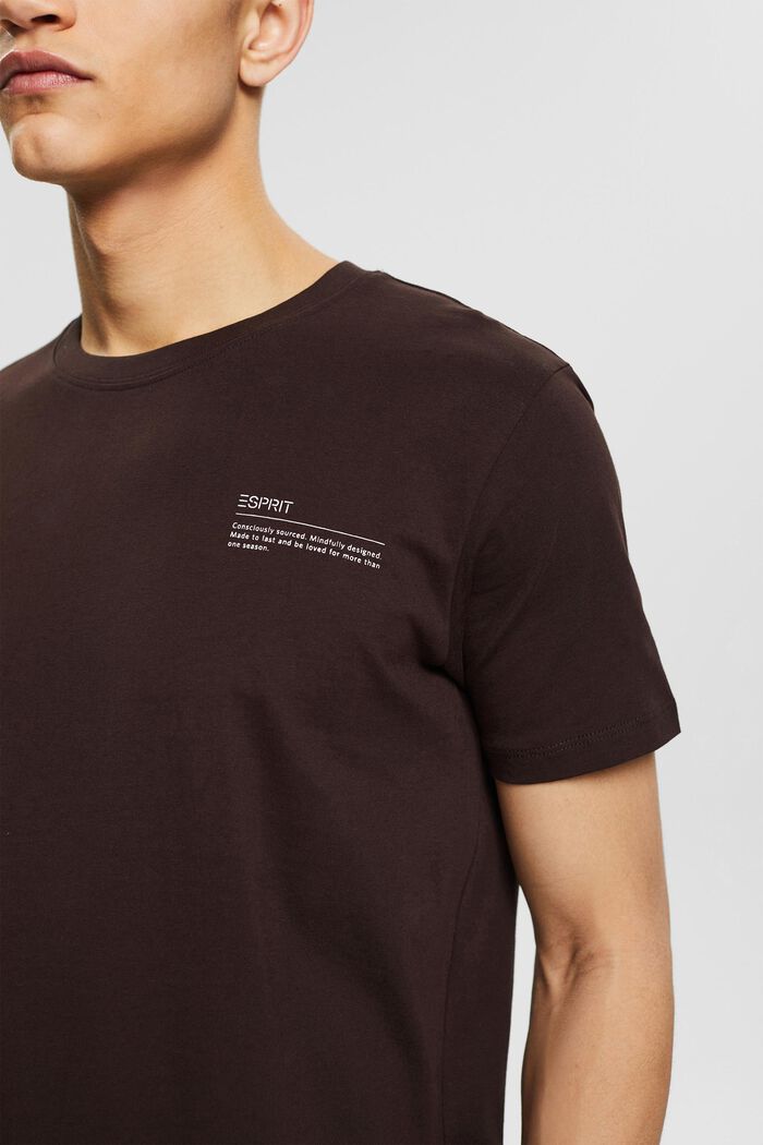 Jersey T-shirt met print, 100% biologisch katoen, DARK BROWN, detail image number 1
