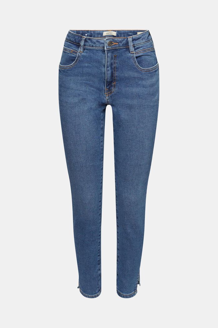 Slim-fit jeans met hoge taille, BLUE MEDIUM WASHED, detail image number 7