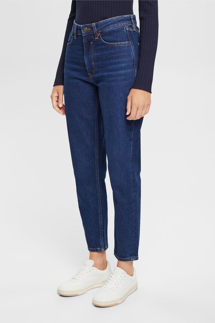 Mom jeans met hoge taille, BLUE DARK WASHED, detail image number 0