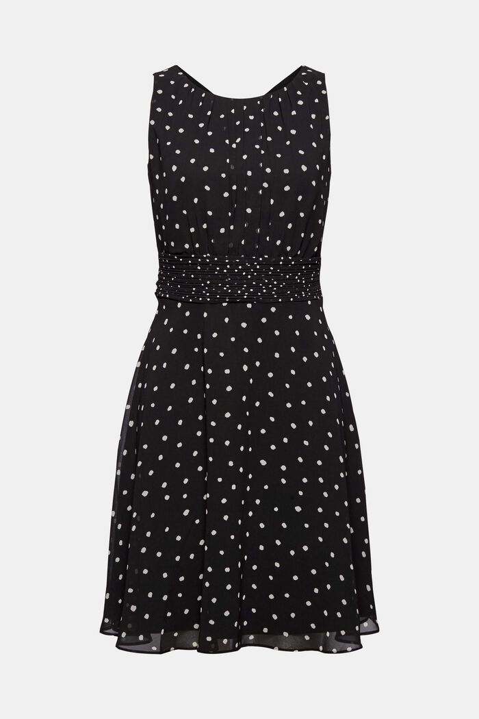 Gerecycled: chiffon jurk met gerimpelde taille, BLACK, detail image number 8