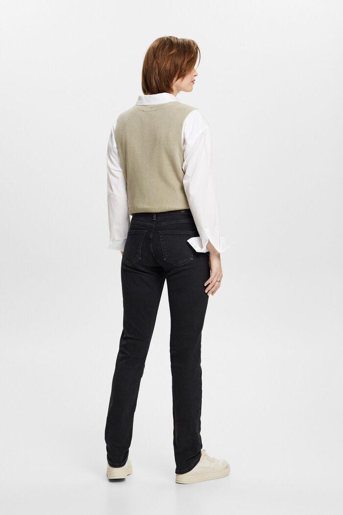 Gerecycled: slim fit-jeans met stretch, BLACK RINSE, detail image number 3