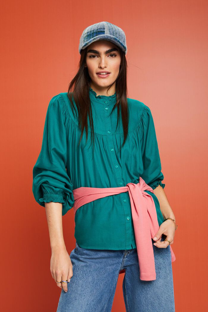 Blouse met ruches, EMERALD GREEN, detail image number 4