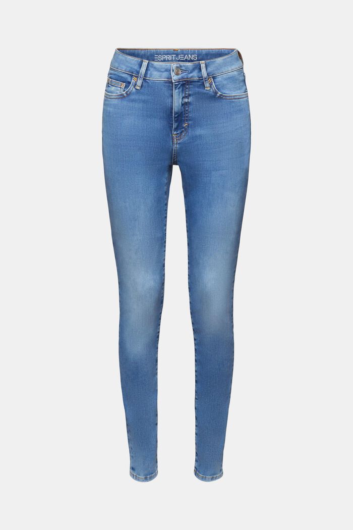 High rise skinny jeans, BLUE LIGHT WASHED, detail image number 6