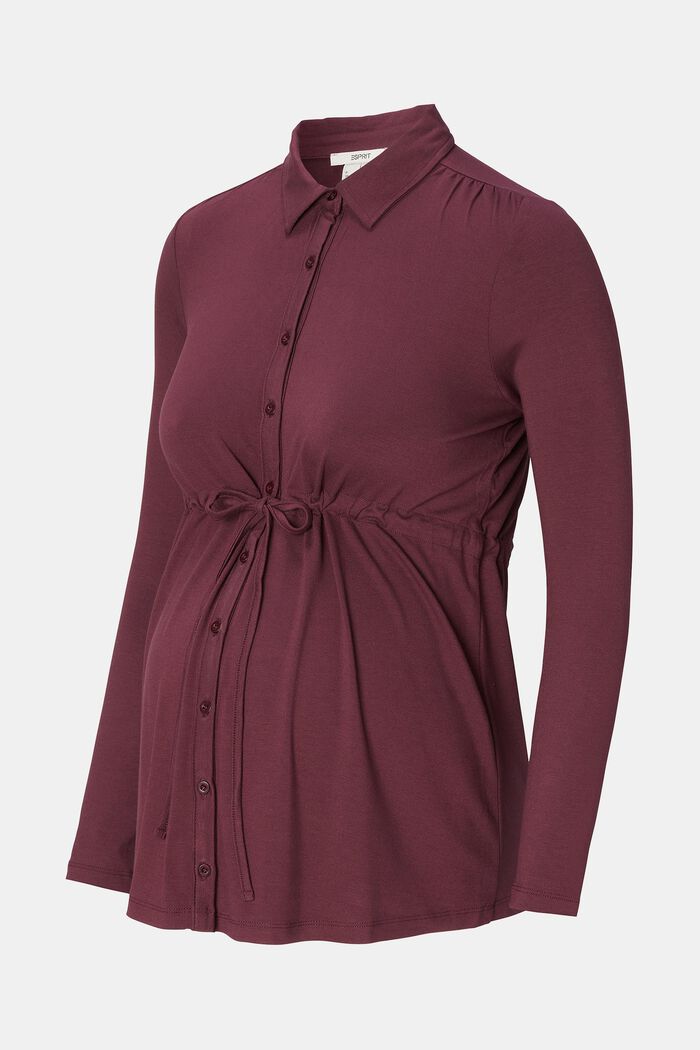 Jersey blouse met lange mouwen, LENZING™ ECOVERO™, PLUM BROWN, detail image number 2