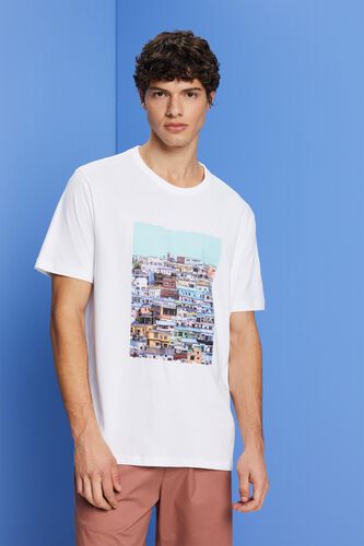 Wit Jersey T-shirt met print, 100% katoen