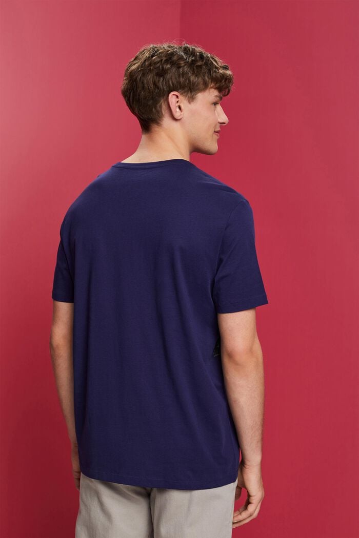 T-shirt met ronde hals en print, 100% katoen, DARK BLUE, detail image number 3