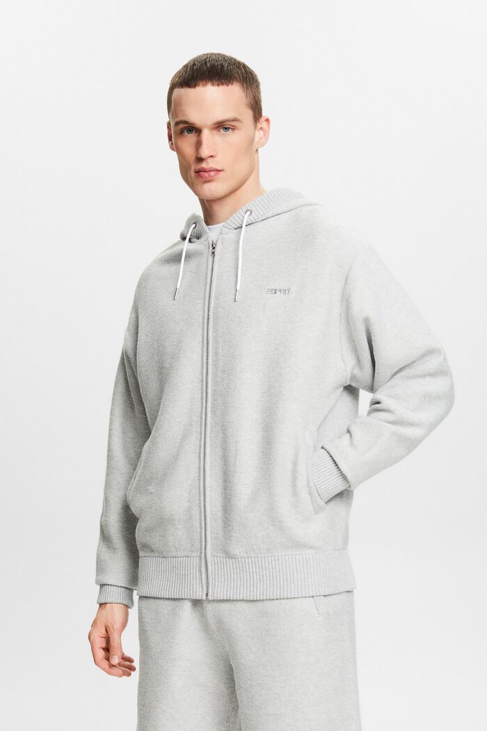 Knitwear hoodie met ritssluiting aan de voorkant, LIGHT GREY, detail image number 0
