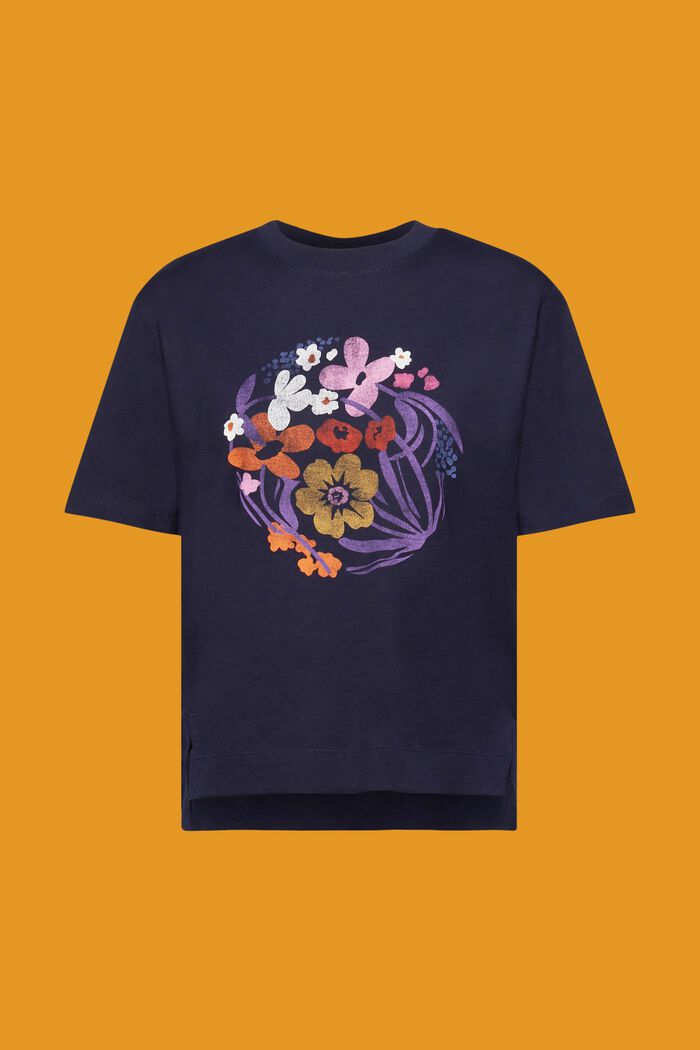 T-shirt met bloemetjesprint, NAVY, detail image number 6