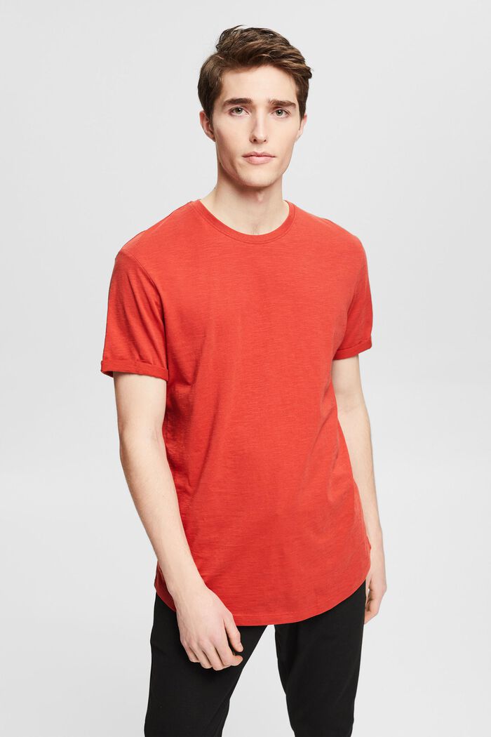 T-shirt van 100% katoen, RED ORANGE, detail image number 0