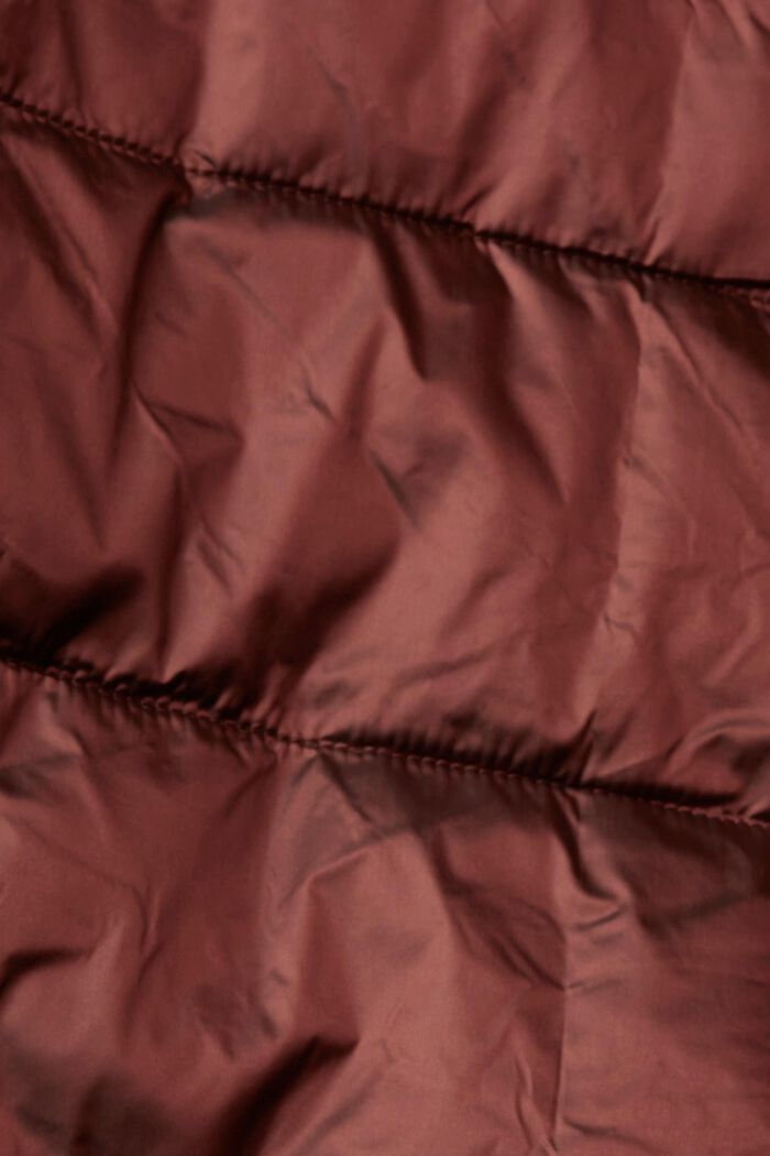 Glanzende gewatteerde jas met capuchon, TERRACOTTA, detail image number 6