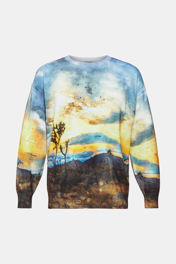 Sweatshirt met digitale landschapprint all-over, DARK BLUE, detail image number 6