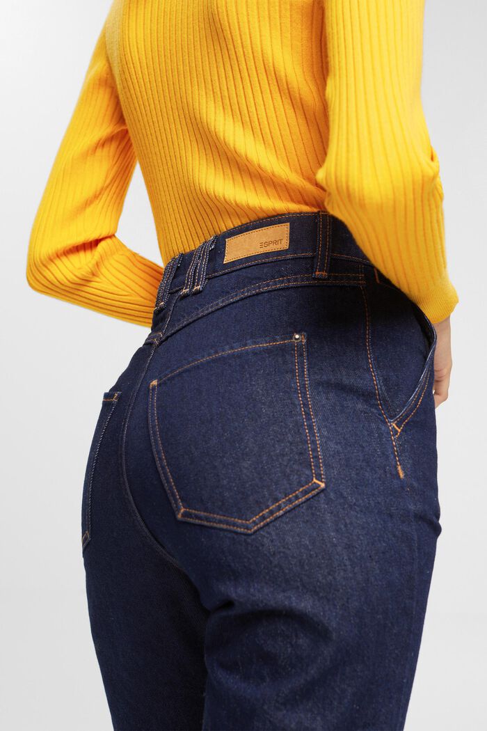 High-rise jeans met rechte pijpen, BLUE RINSE, detail image number 4