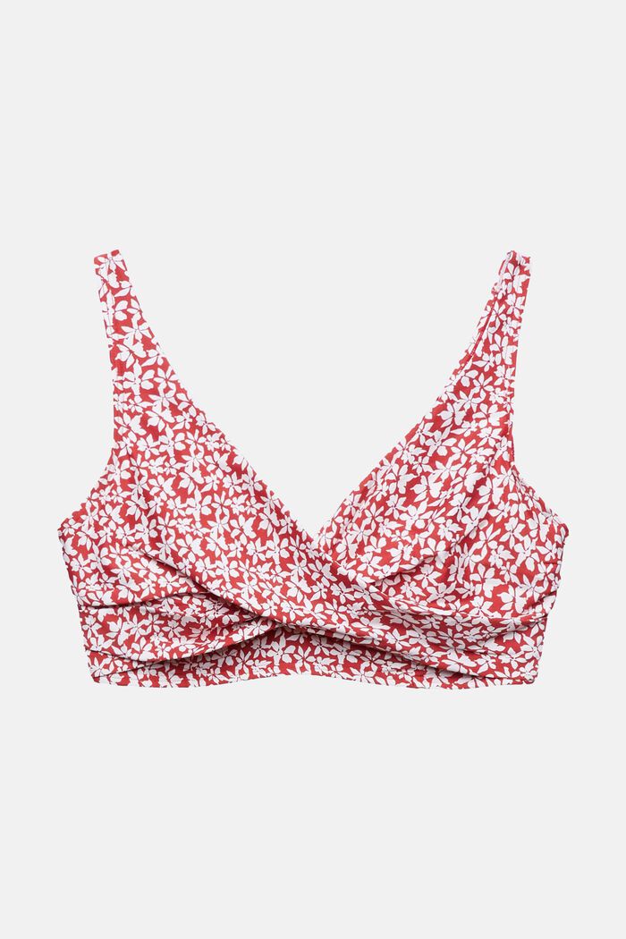 Ongewatteerde bikinitop met beugels en print, DARK RED, detail image number 1
