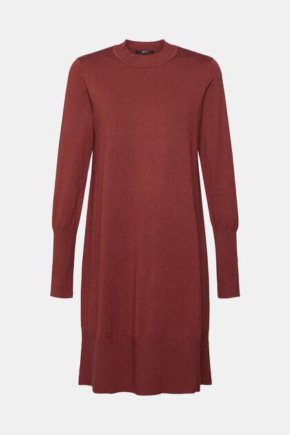 Gebreide mini-jurk, BORDEAUX RED, overview
