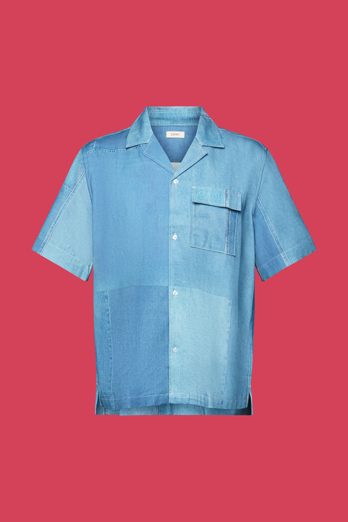 Overhemd met all-over denim print, BLUE MEDIUM WASHED, detail image number 7