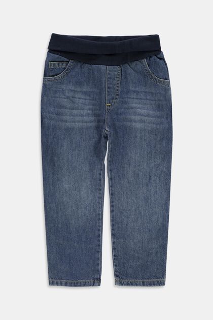 Jeans met een geribde band, 100% katoen