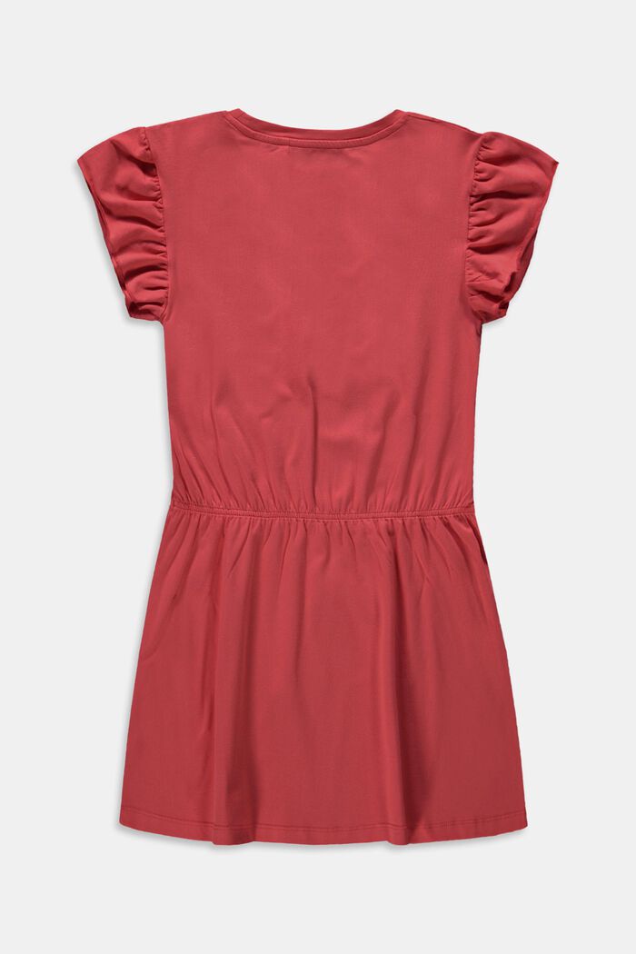 Jersey jurk met volantmouwen, ORANGE RED, detail image number 1