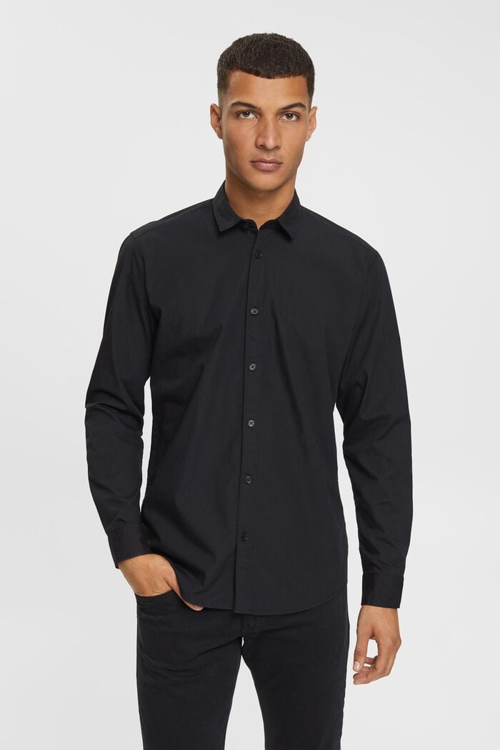 Slim fit, duurzaam katoenen overhemd, BLACK, detail image number 1