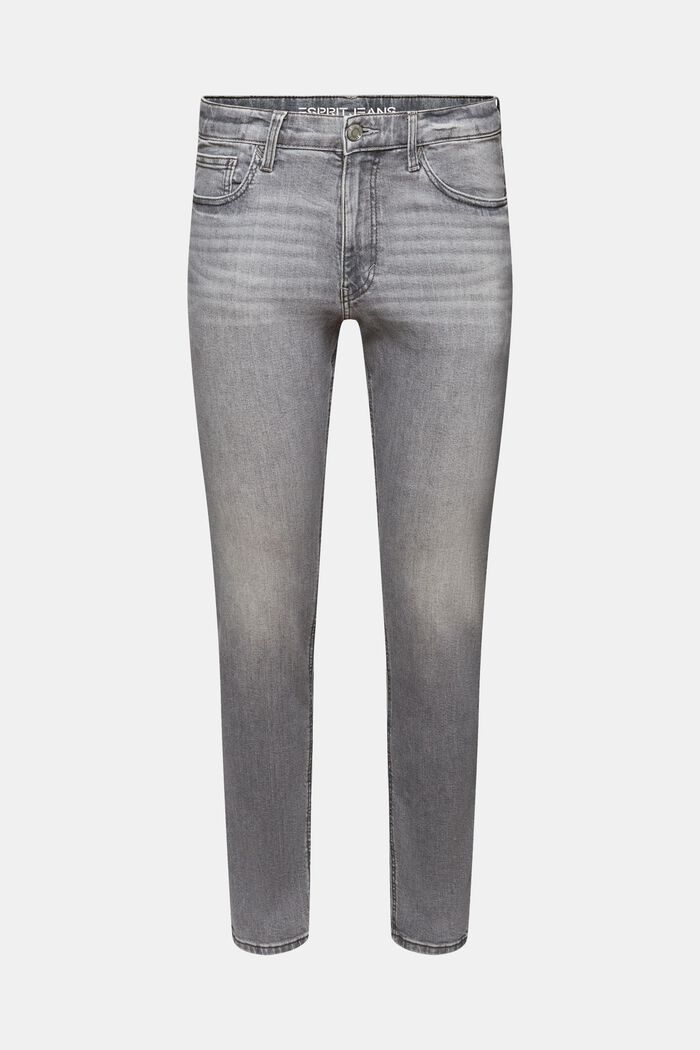 Tapered jeans met slim fit en middelhoge band, GREY MEDIUM WASHED, detail image number 6
