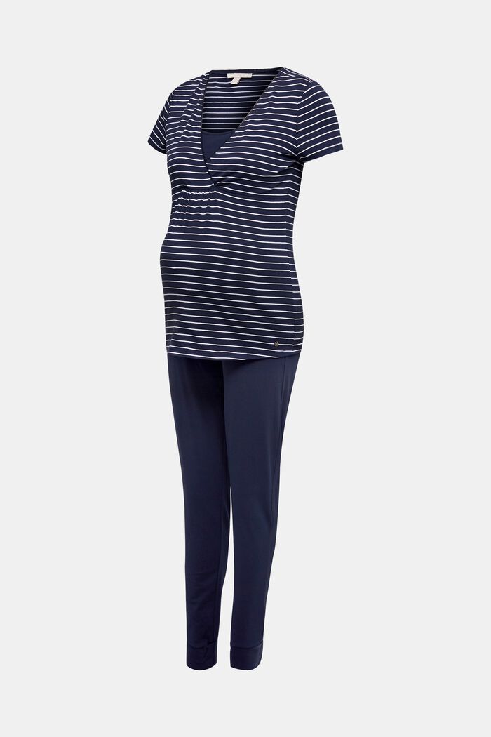 Pyjama van jersey-stretch met voedingsfunctie, NIGHT BLUE, detail image number 1