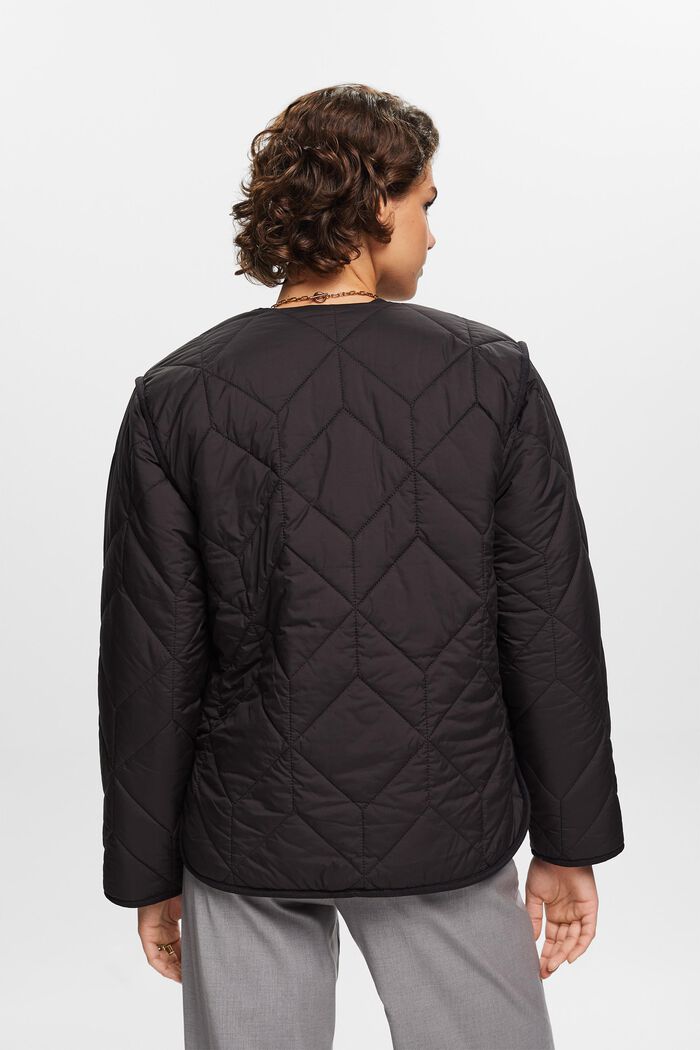 Gerecycled: gewatteerde jas met teddy voering, BLACK, detail image number 3