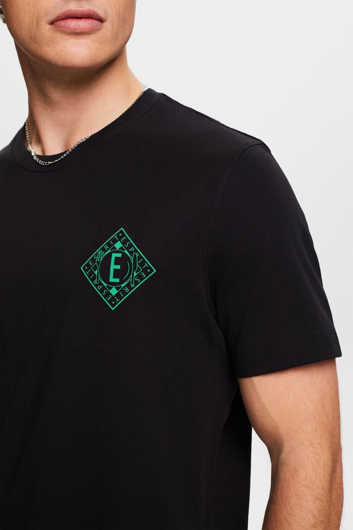 T-shirt van katoen-jersey met logo, BLACK, detail image number 3