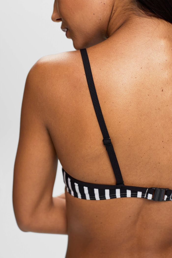 Gewatteerde bikinitop met beugels en strepen, BLACK, detail image number 3