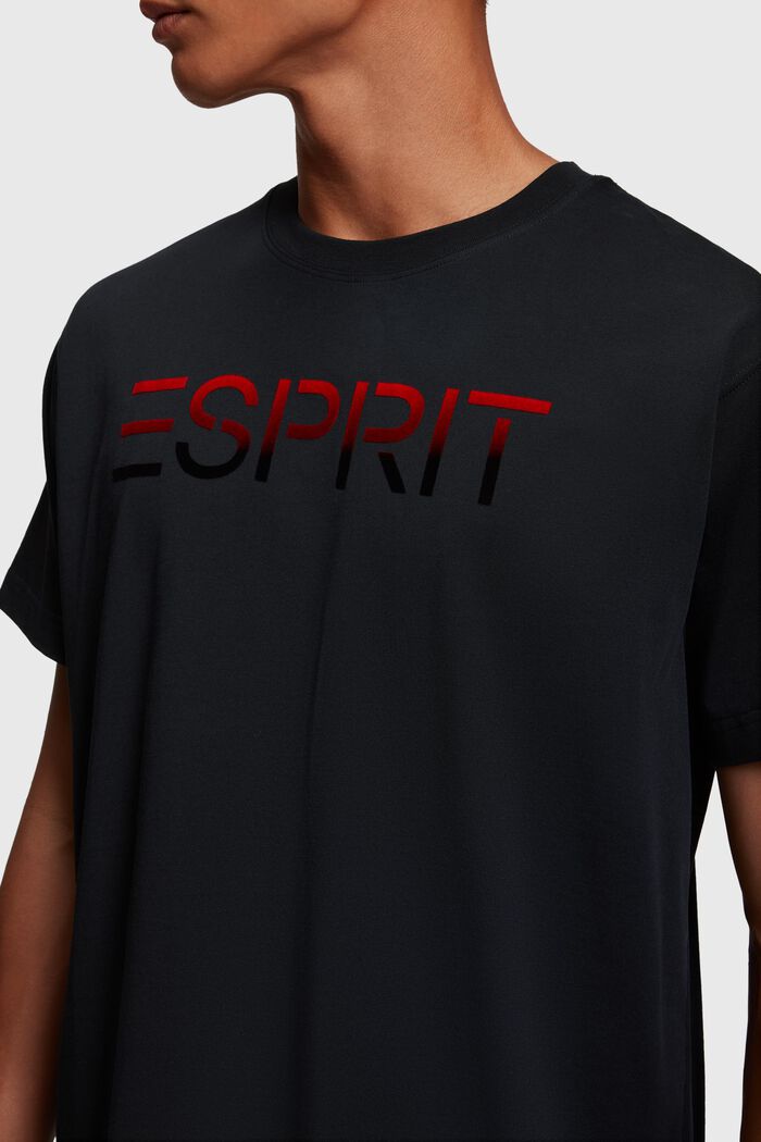 Shirt met flockprint met label op de borst, BLACK, detail image number 2