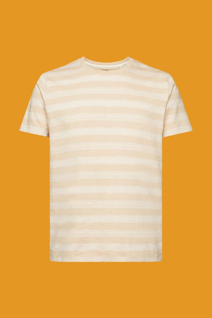 T-shirt met strepen, 100% katoen, SAND, detail image number 6