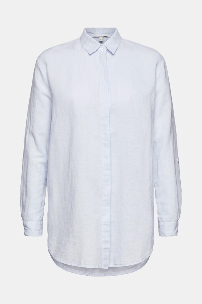Oversized blouse van een linnenmix, LIGHT BLUE, detail image number 2