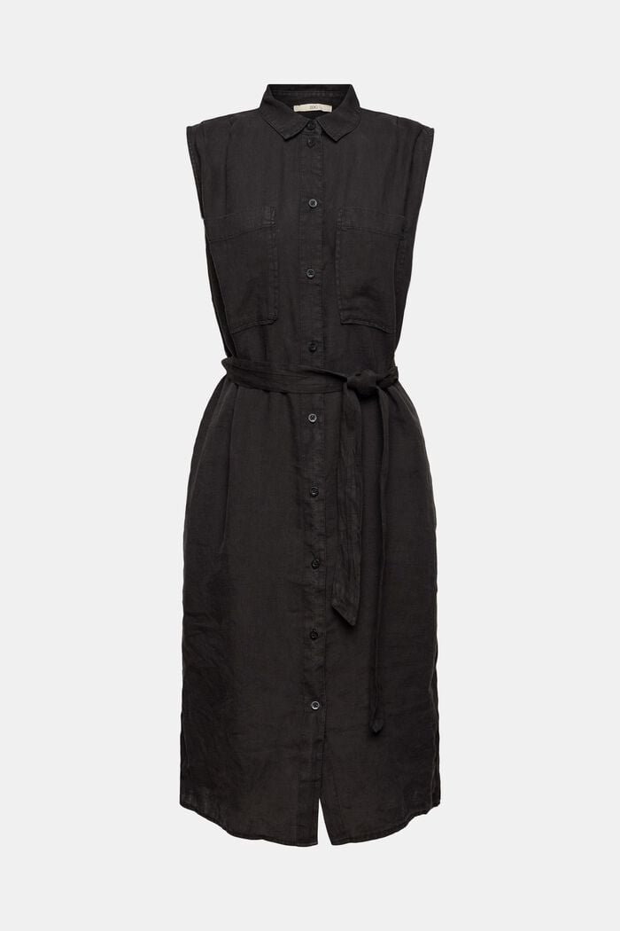 Linnen jurk, BLACK, detail image number 5