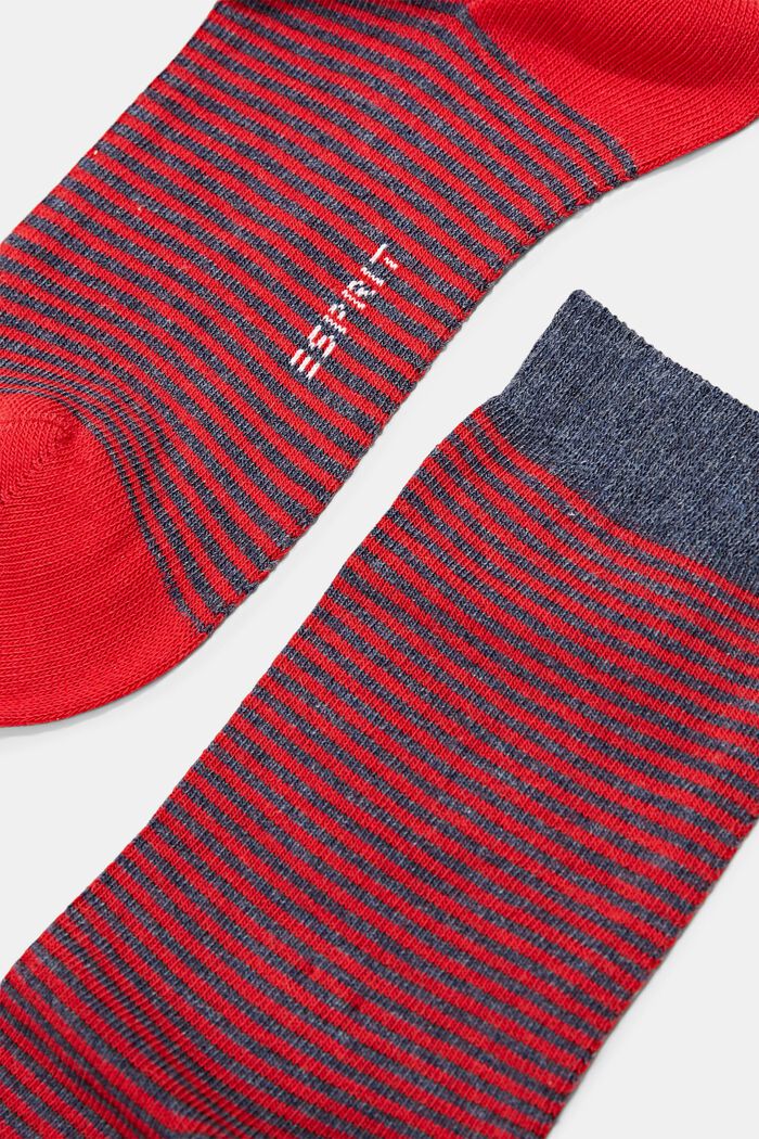 Set van 2 paar gestreepte sokken, organic cotton, RED/BLUE, detail image number 1