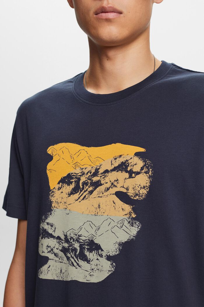 T-shirt van katoen met print, PETROL BLUE, detail image number 2