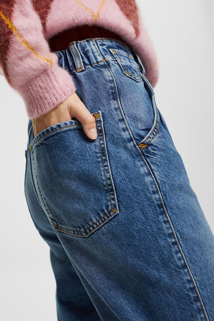 Jeans met hoge taille, BLUE MEDIUM WASHED, detail image number 4