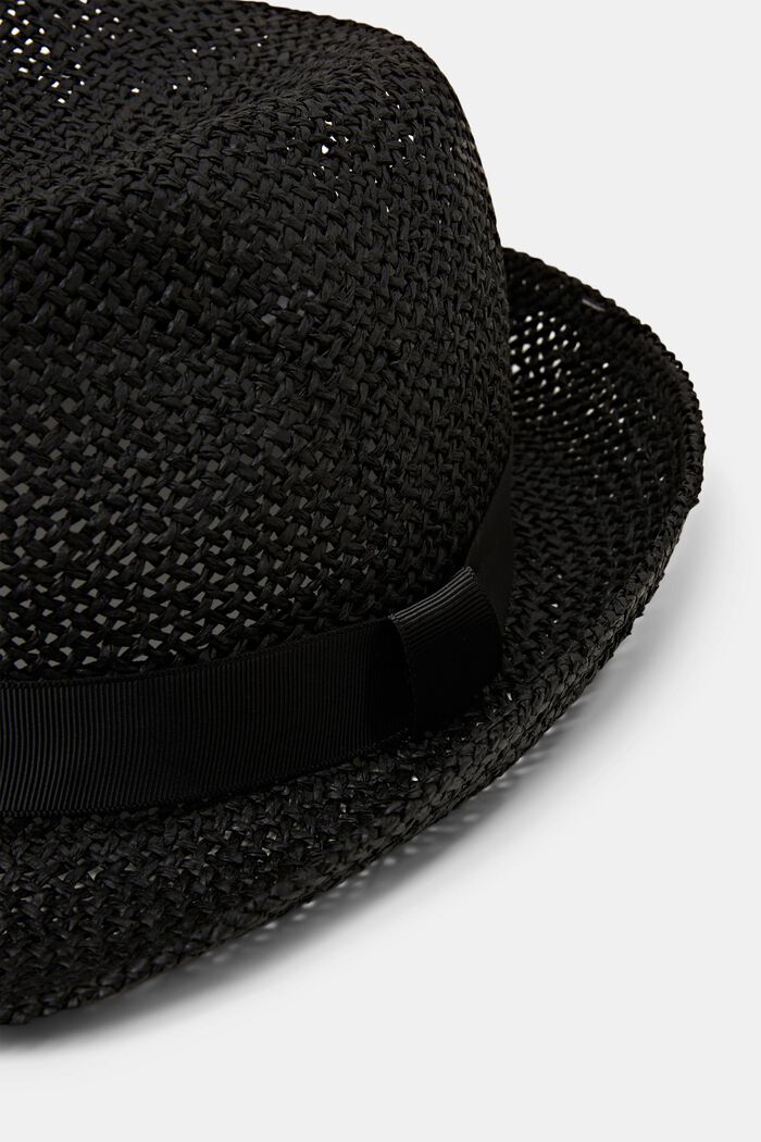 Geweven trilby hoed, BLACK, detail image number 1