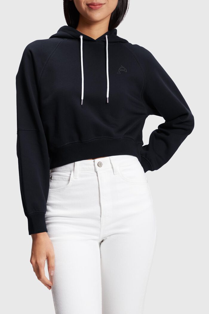 Cropped hoodie Color Dolphin, BLACK, detail image number 0