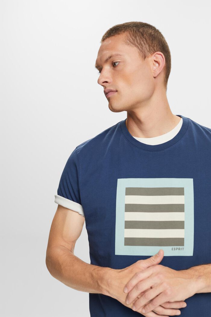 Grafisch T-shirt van katoen-jersey, GREY BLUE, detail image number 4