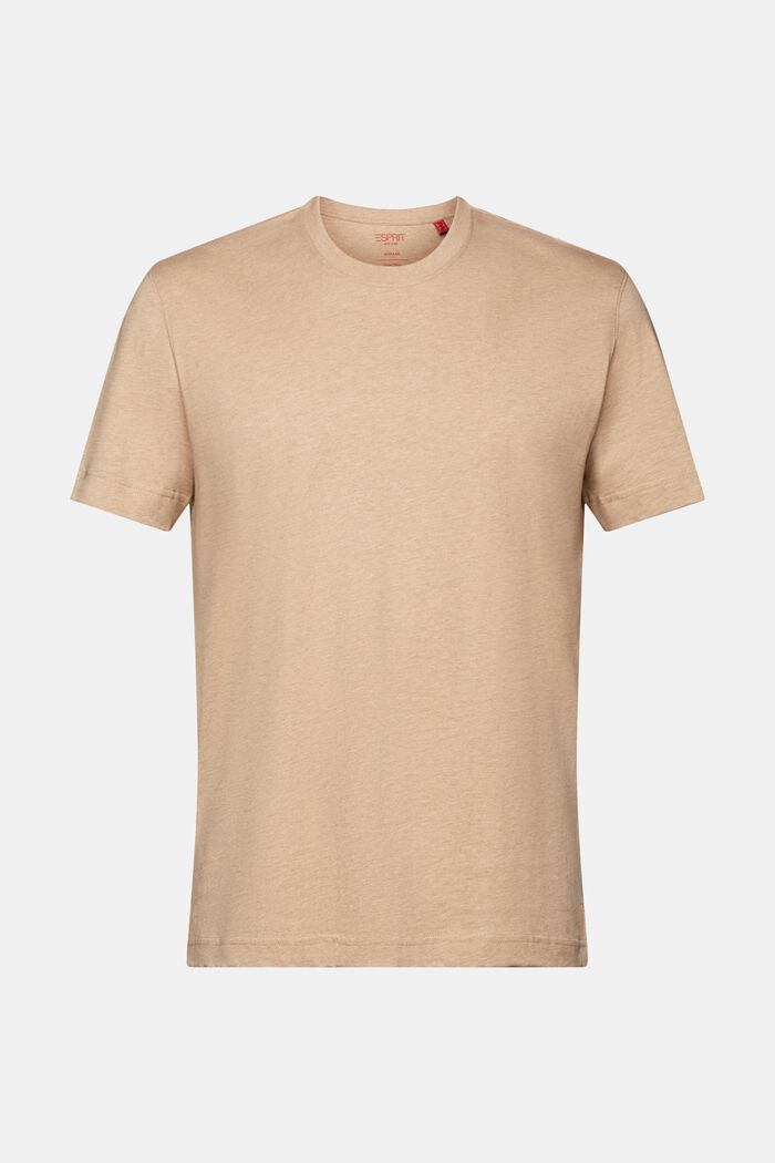 T-shirt met ronde hals, 100% katoen, SAND, detail image number 6