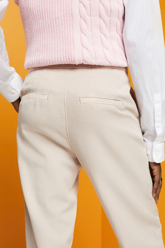 Sportieve twill broek met een hoge taille, LIGHT TAUPE, detail image number 2