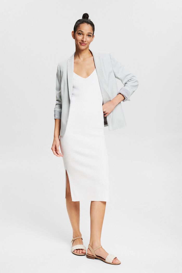 Met linnen: midi-jurk van ribbreisel, WHITE, detail image number 1